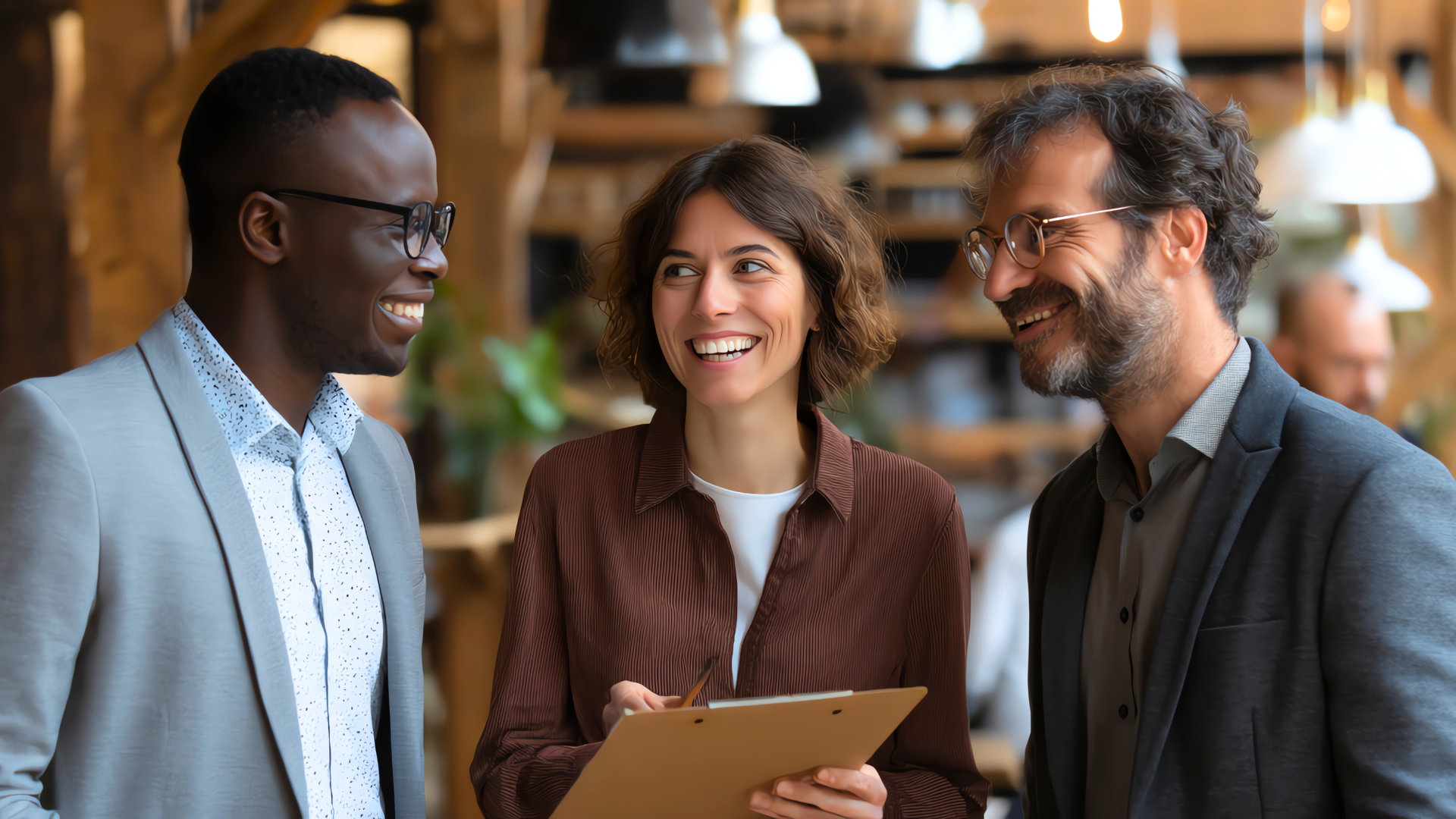 team of employees talking team of employees talking